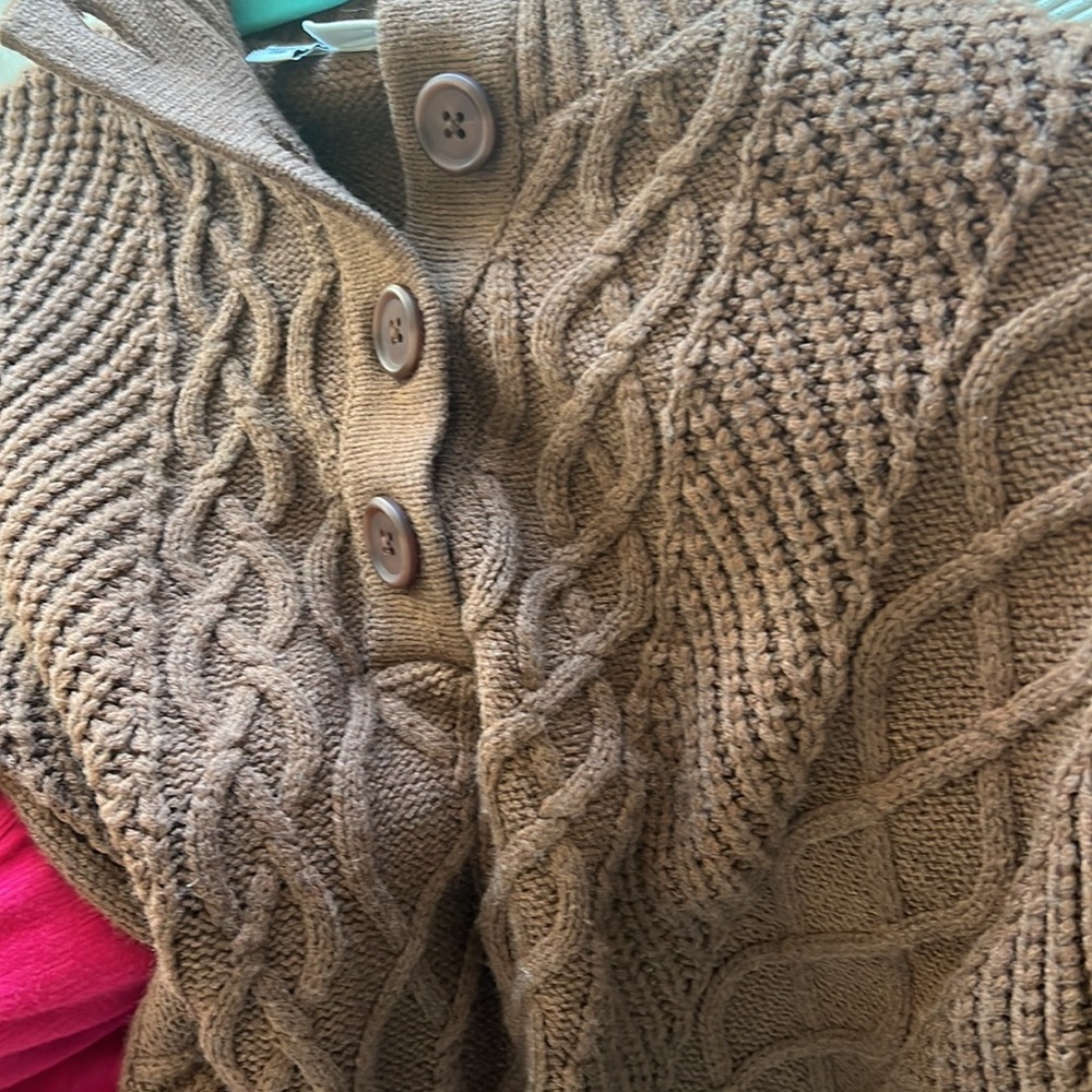 Rust Brown Noisy May Button Down Cableknit Sweate… - image 5